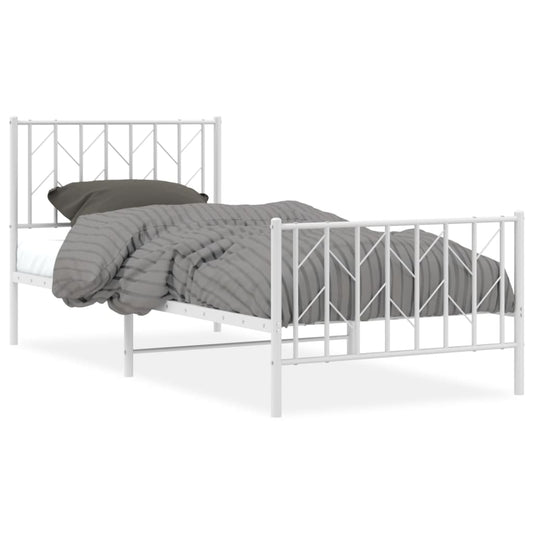 Metal Bed Frame without Mattress with Footboard White 90x200cm Metal Bed Frame without Mattress with Footboard White 90x200cm