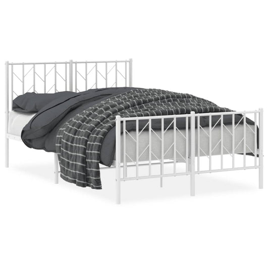 Metal Bed Frame without Mattress with Footboard White 120x200cm Metal Bed Frame without Mattress with Footboard White 120x200cm