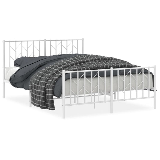 Metal Bed Frame without Mattress with Footboard White 135x190cm Metal Bed Frame without Mattress with Footboard White 135x190cm