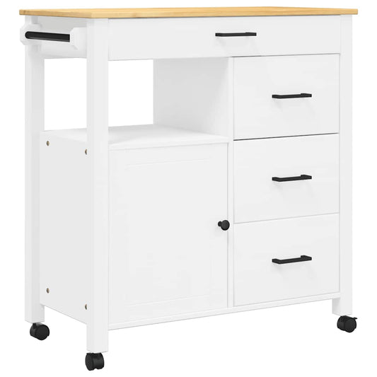 Kitchen Trolley MONZA 84x40x88.5 cm White Solid Wood Pine Kitchen Trolley MONZA 84x40x88.5 cm White Solid Wood Pine
