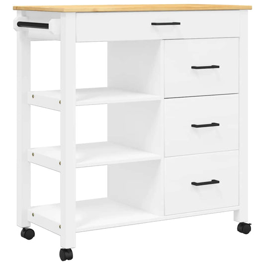 Kitchen Trolley MONZA 84x40x88.5 cm White Solid Wood Pine Kitchen Trolley MONZA 84x40x88.5 cm White Solid Wood Pine