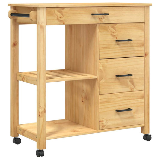 Kitchen Trolley MONZA 84x40x88.5 cm Honey Wax Solid Wood Pine Kitchen Trolley MONZA 84x40x88.5 cm Honey Wax Solid Wood Pine