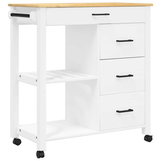 Kitchen Trolley MONZA 84x40x88.5 cm White Solid Wood Pine Kitchen Trolley MONZA 84x40x88.5 cm White Solid Wood Pine