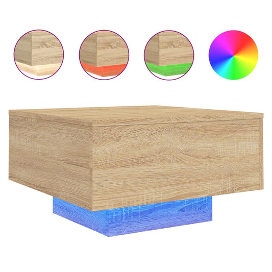 Coffee Table with LED Lights Sonoma Oak 55x55x31 cm Coffee Table with LED Lights Sonoma Oak 55x55x31 cm