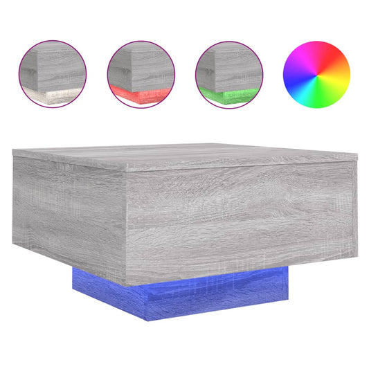 Coffee Table with LED Lights Grey Sonoma 55x55x31 cm Coffee Table with LED Lights Grey Sonoma 55x55x31 cm