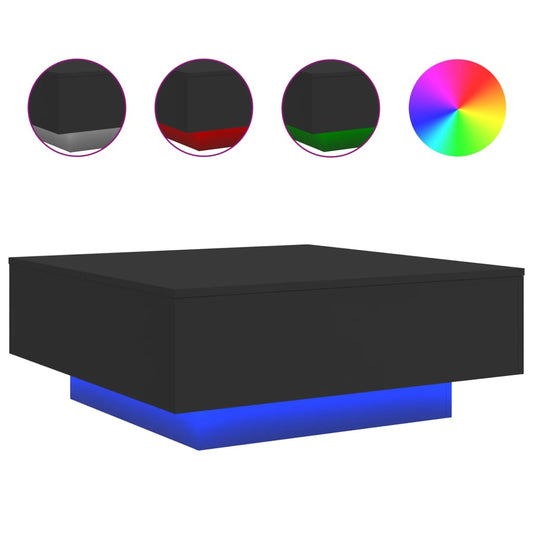 Coffee Table with LED Lights Black 80x80x31 cm Coffee Table with LED Lights Black 80x80x31 cm