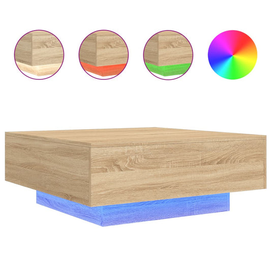 Coffee Table with LED Lights Sonoma Oak 80x80x31 cm Coffee Table with LED Lights Sonoma Oak 80x80x31 cm