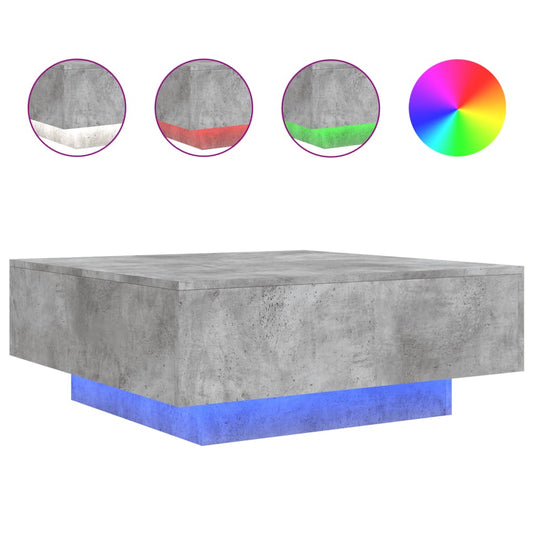 Coffee Table with LED Lights Concrete Grey 80x80x31 cm Coffee Table with LED Lights Concrete Grey 80x80x31 cm