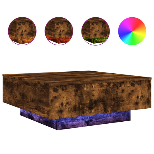 Coffee Table with LED Lights Smoked Oak 80x80x31 cm Coffee Table with LED Lights Smoked Oak 80x80x31 cm
