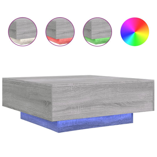 Coffee Table with LED Lights Grey Sonoma 80x80x31 cm Coffee Table with LED Lights Grey Sonoma 80x80x31 cm