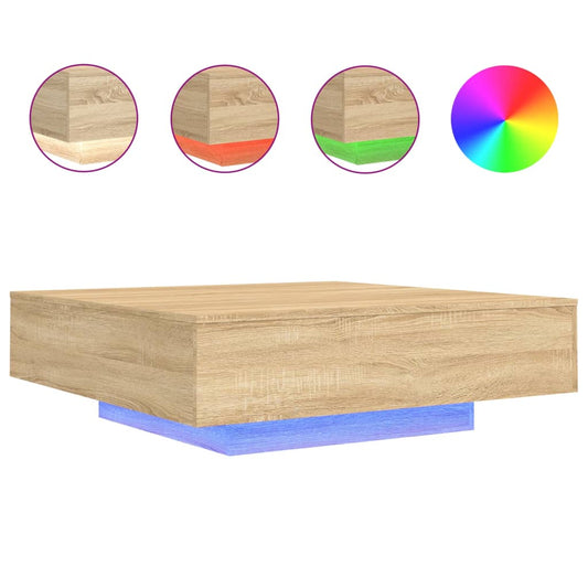 Coffee Table with LED Lights Sonoma Oak 100x100x31 cm Coffee Table with LED Lights Sonoma Oak 100x100x31 cm
