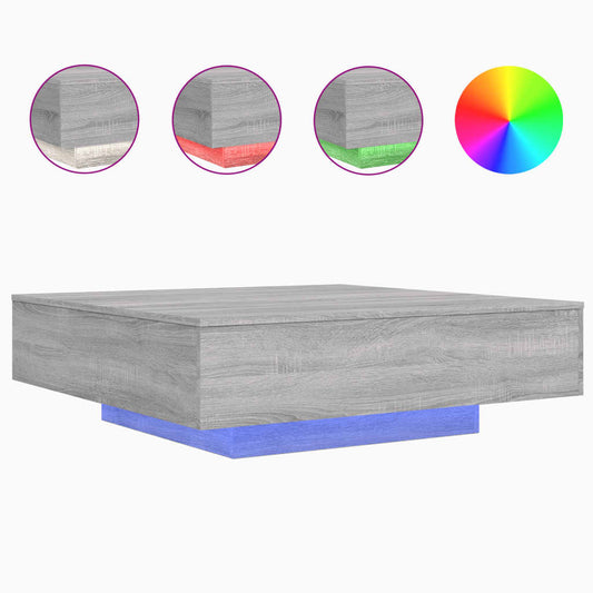 Coffee Table with LED Lights Grey Sonoma 100x100x31 cm Coffee Table with LED Lights Grey Sonoma 100x100x31 cm