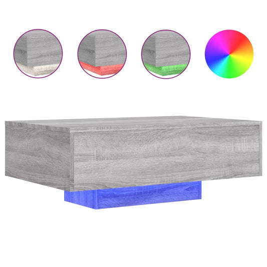 Coffee Table with LED Lights Grey Sonoma 85x55x31 cm Coffee Table with LED Lights Grey Sonoma 85x55x31 cm