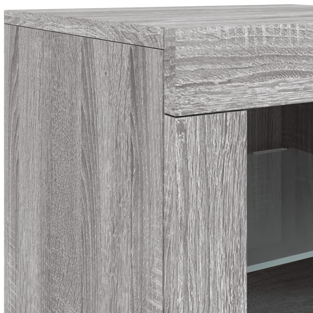 Sideboard with LED Lights Grey Sonoma 60,5x37x67 cm