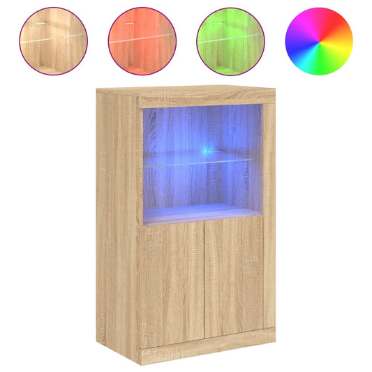 Side Cabinet with LED Lights Sonoma Oak Engineered Wood Side Cabinet with LED Lights Sonoma Oak Engineered Wood