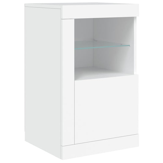 Side Cabinet with LED Lights White Engineered Wood Side Cabinet with LED Lights White Engineered Wood