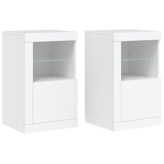 Side Cabinets with LED Lights 2 pcs White Engineered Wood Side Cabinets with LED Lights 2 pcs White Engineered Wood