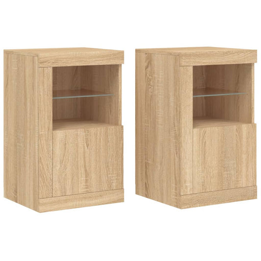 Side Cabinets with LED Lights 2 pcs Sonoma Oak Engineered Wood Side Cabinets with LED Lights 2 pcs Sonoma Oak Engineered Wood