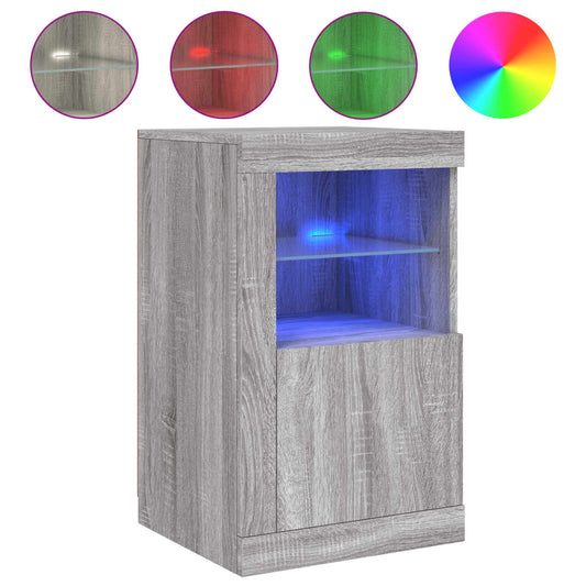 Side Cabinet with LED Lights Grey Sonoma Engineered Wood Side Cabinet with LED Lights Grey Sonoma Engineered Wood