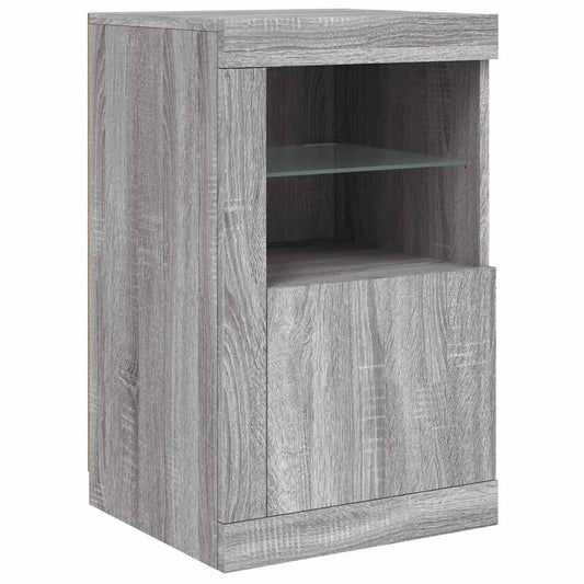 Side Cabinet with LED Lights Grey Sonoma Engineered Wood Side Cabinet with LED Lights Grey Sonoma Engineered Wood