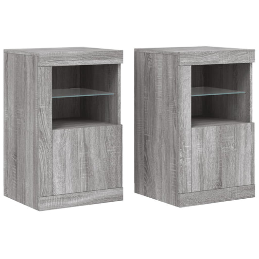 Side Cabinets with LED Lights 2 pcs Grey Sonoma Engineered Wood Side Cabinets with LED Lights 2 pcs Grey Sonoma Engineered Wood