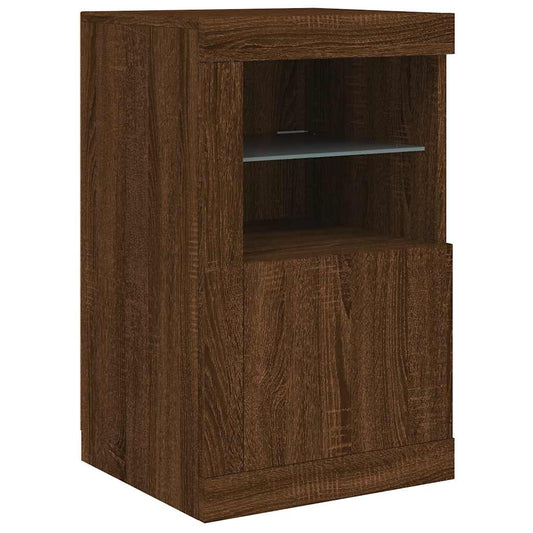 Side Cabinet with LED Lights Brown Oak Engineered Wood Side Cabinet with LED Lights Brown Oak Engineered Wood