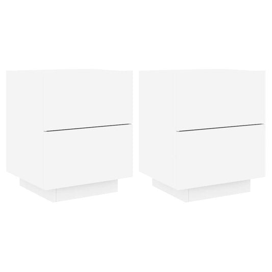 Bedside Cabinets with LED Lights 2 pcs White Engineered Wood Bedside Cabinets with LED Lights 2 pcs White Engineered Wood