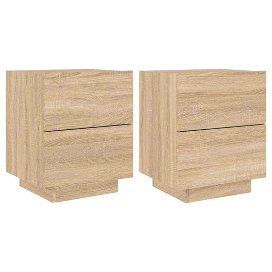 Bedside Cabinets with LED Lights 2 pcs Sonoma Oak Engineered Wood Bedside Cabinets with LED Lights 2 pcs Sonoma Oak Engineered Wood