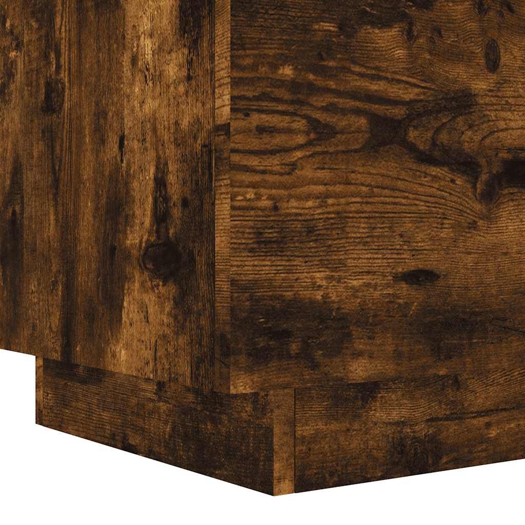Bedside Cabinets with LED Lights 2 pcs Smoked Oak
