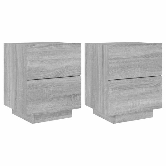 Bedside Cabinets with LED Lights 2 pcs Grey Sonoma Engineered Wood Bedside Cabinets with LED Lights 2 pcs Grey Sonoma Engineered Wood