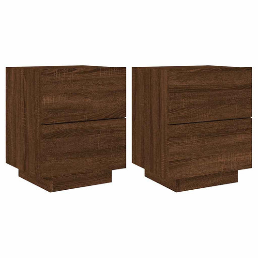 Bedside Cabinets with LED Lights 2 pcs Brown Oak Engineered Wood Bedside Cabinets with LED Lights 2 pcs Brown Oak Engineered Wood