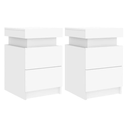 Bedside Cabinets with LED Lights 2 pcs White 35x39x55 cm Bedside Cabinets with LED Lights 2 pcs White 35x39x55 cm
