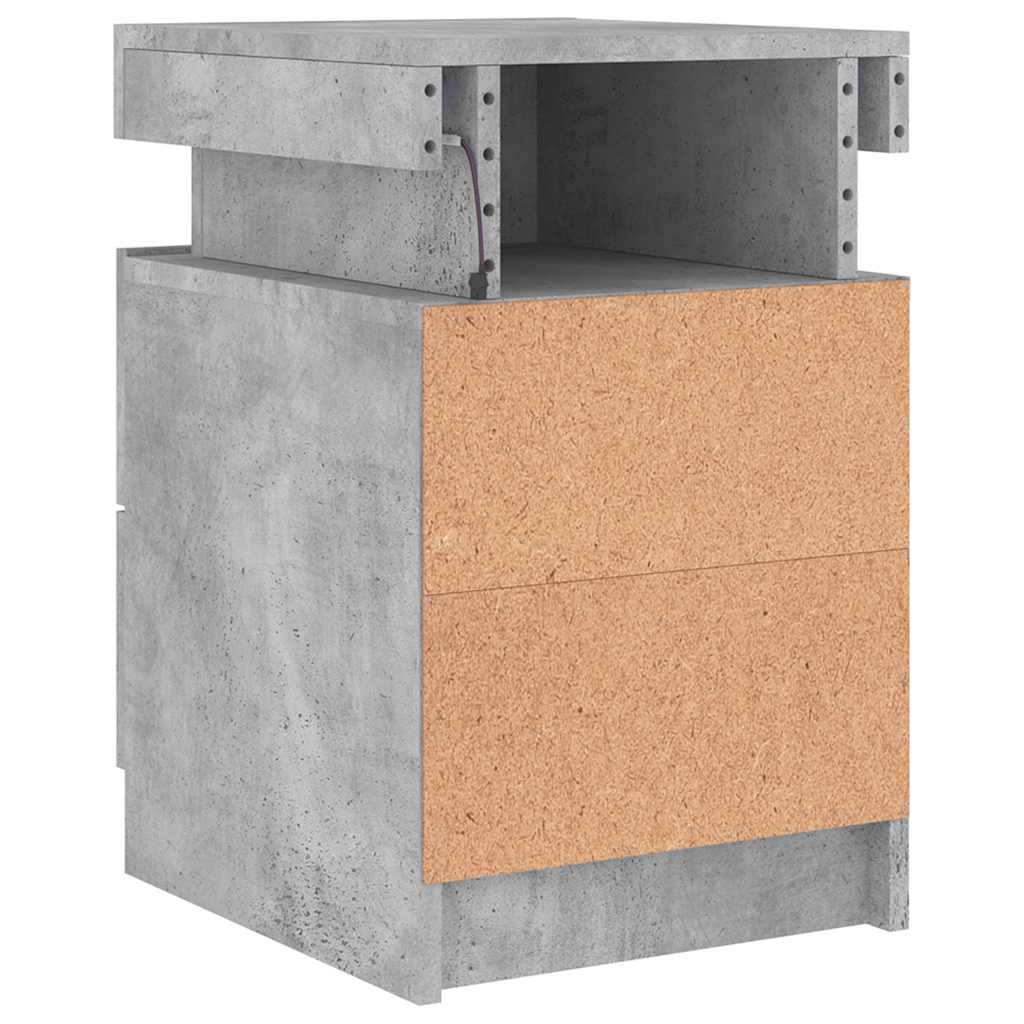 Bedside Cabinets with LED Lights 2 pcs Concrete Grey 35x39x55cm