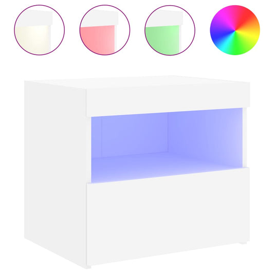 Bedside Cabinet with LED Lights White 50x40x45 cm Bedside Cabinet with LED Lights White 50x40x45 cm