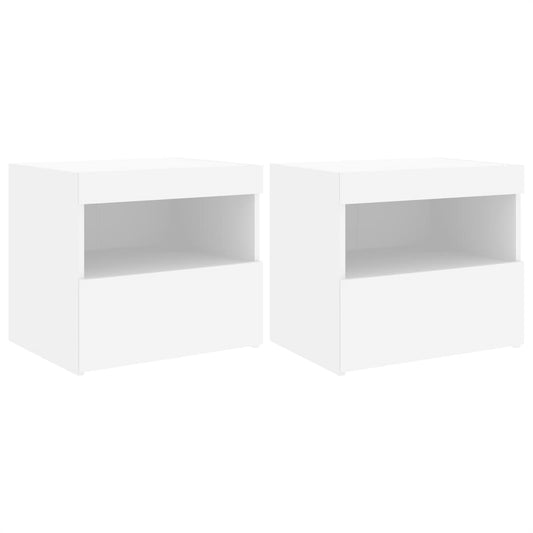 Bedside Cabinets with LED Lights 2 pcs White 50x40x45 cm Bedside Cabinets with LED Lights 2 pcs White 50x40x45 cm