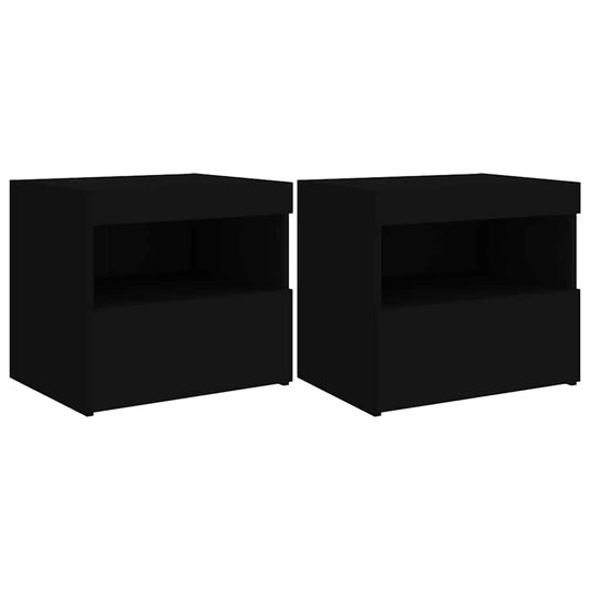 Bedside Cabinet | Set of 2 | Black | Engineered wood | Medium Bedside Cabinet | Set of 2 | Black | Engineered wood | Medium