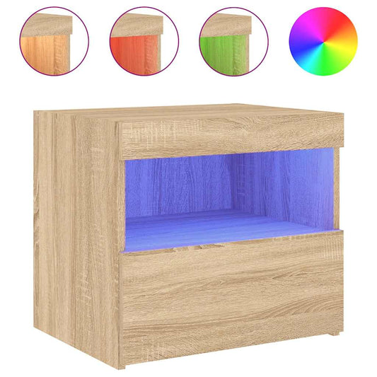 Bedside Cabinet with LED Lights Sonoma Oak 50x40x45 cm Bedside Cabinet with LED Lights Sonoma Oak 50x40x45 cm