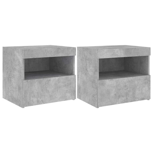 Bedside Cabinets with LED Lights 2 pcs Concrete Grey 50x40x45cm Bedside Cabinets with LED Lights 2 pcs Concrete Grey 50x40x45cm