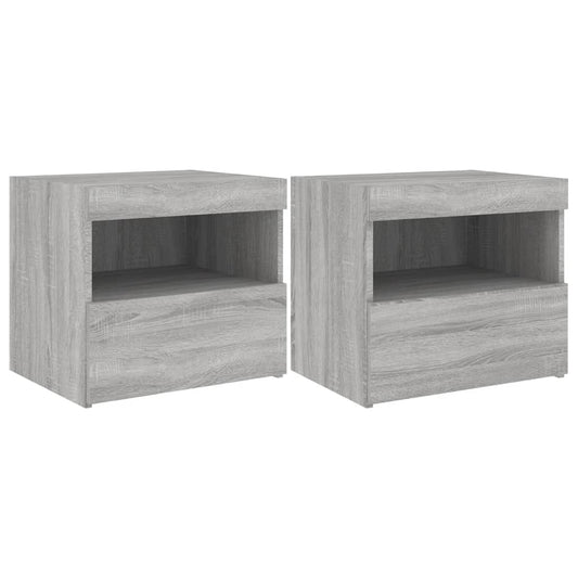 Bedside Cabinets with LED Lights 2 pcs Grey Sonoma 50x40x45 cm Bedside Cabinets with LED Lights 2 pcs Grey Sonoma 50x40x45 cm