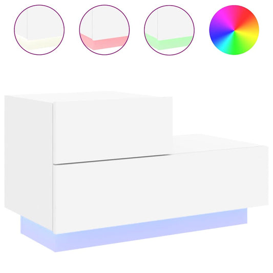 Bedside Cabinet with LED Lights White 70x36x40.5 cm Bedside Cabinet with LED Lights White 70x36x40.5 cm