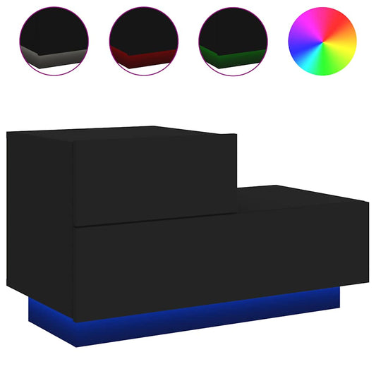 Bedside Cabinet with LED Lights Black 70x36x40,5 cm Bedside Cabinet with LED Lights Black 70x36x40,5 cm