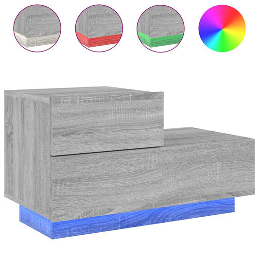 Bedside Cabinet with LED Lights Grey Sonoma 70x36x40.5 cm Bedside Cabinet with LED Lights Grey Sonoma 70x36x40.5 cm