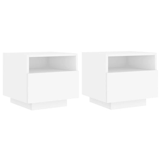Bedside Cabinets with LED Lights 2 pcs White 40x39x37 cm Bedside Cabinets with LED Lights 2 pcs White 40x39x37 cm