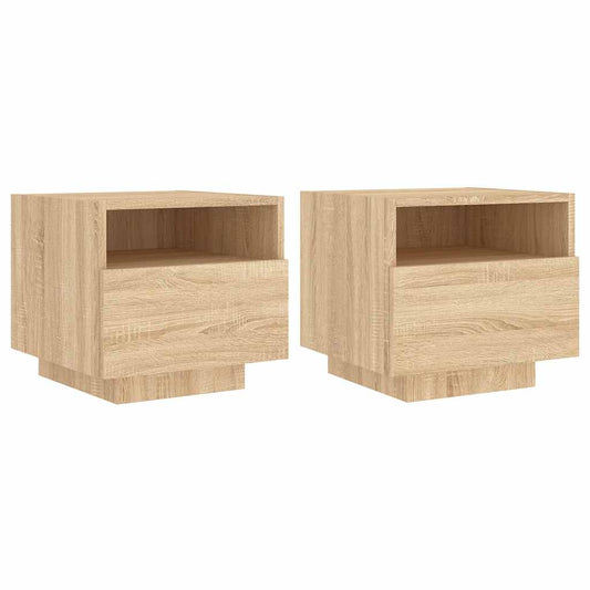 Bedside Cabinets with LED Lights 2 pcs Sonoma Oak 40x39x37 cm Bedside Cabinets with LED Lights 2 pcs Sonoma Oak 40x39x37 cm
