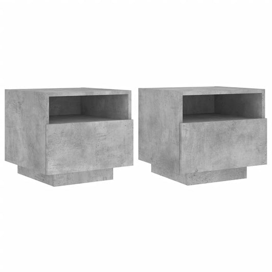 Bedside Cabinets with LED Lights 2 pcs Concrete Grey 40x39x37 cm Bedside Cabinets with LED Lights 2 pcs Concrete Grey 40x39x37 cm