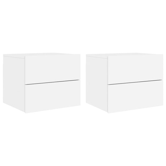 Wall-mounted Bedside Cabinets with LED Lights 2 pcs White Wall-mounted Bedside Cabinets with LED Lights 2 pcs White
