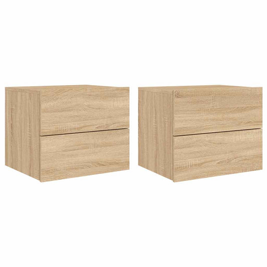 Wall-mounted Bedside Cabinets with LED Lights 2 pcs Sonoma Oak Wall-mounted Bedside Cabinets with LED Lights 2 pcs Sonoma Oak