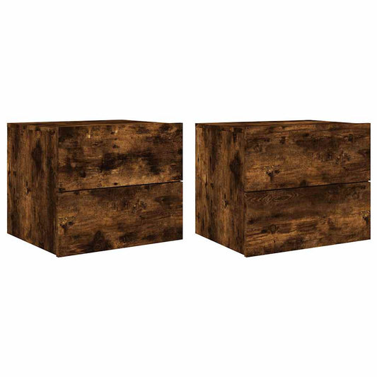 Wall-mounted Bedside Cabinets with LED Lights 2 pcs Smoked Oak Wall-mounted Bedside Cabinets with LED Lights 2 pcs Smoked Oak
