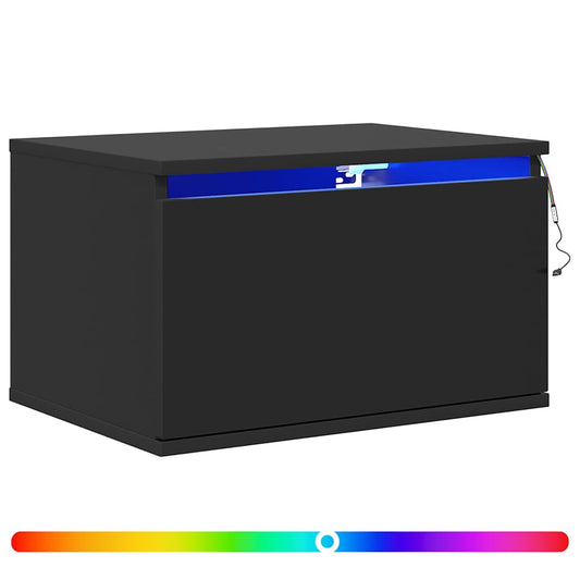Wall-mounted Bedside Cabinets with LED Lights 2 pcs Black Wall-mounted Bedside Cabinets with LED Lights 2 pcs Black