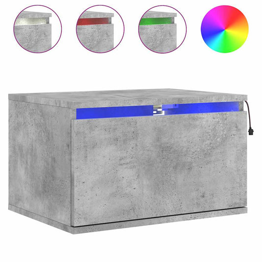Wall-mounted Bedside Cabinet with LED Lights Concrete Gery Wall-mounted Bedside Cabinet with LED Lights Concrete Gery